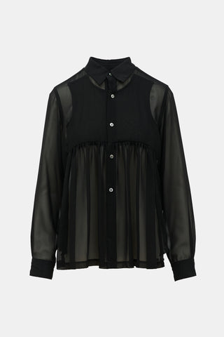 Comme des Garçons Chiffon Ruched Blouse