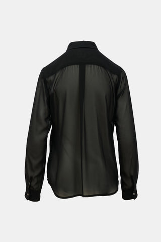 Comme des Garçons Chiffon Ruched Blouse