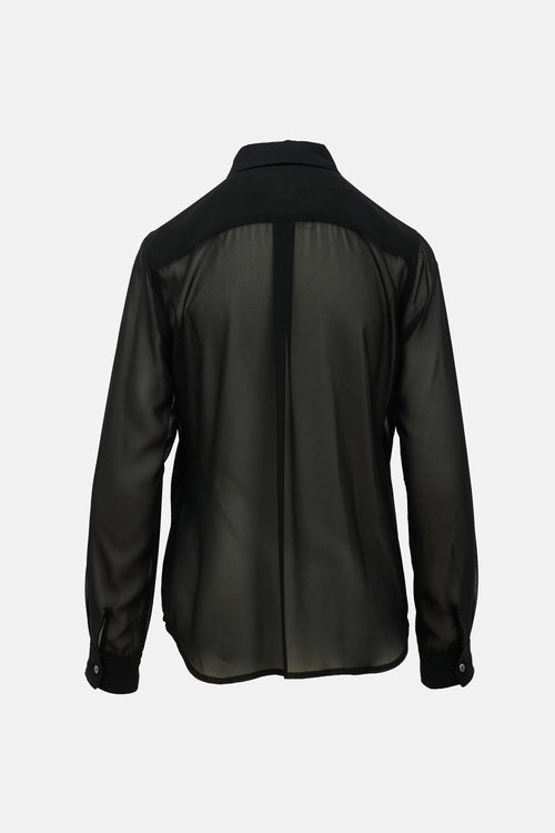 Comme des Garçons Chiffon Ruched Blouse