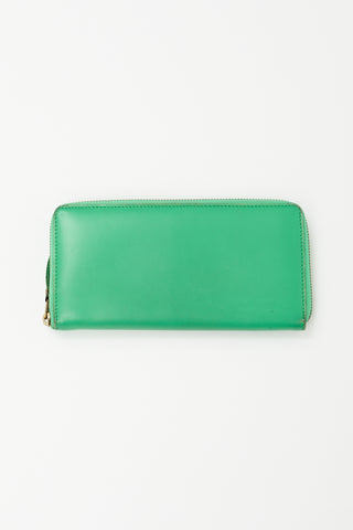 Comme des Garçons Green Leather Zip Long Wallet