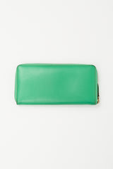 Comme des Garçons Green Leather Zip Long Wallet
