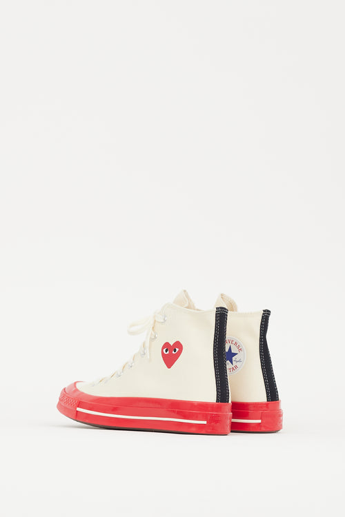 Comme des Garçons X Converse White & Red Chuck 70 Sneaker