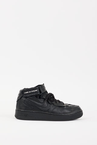Comme des Garçons X Nike Black Leather Air Force 1 Mid Sneaker