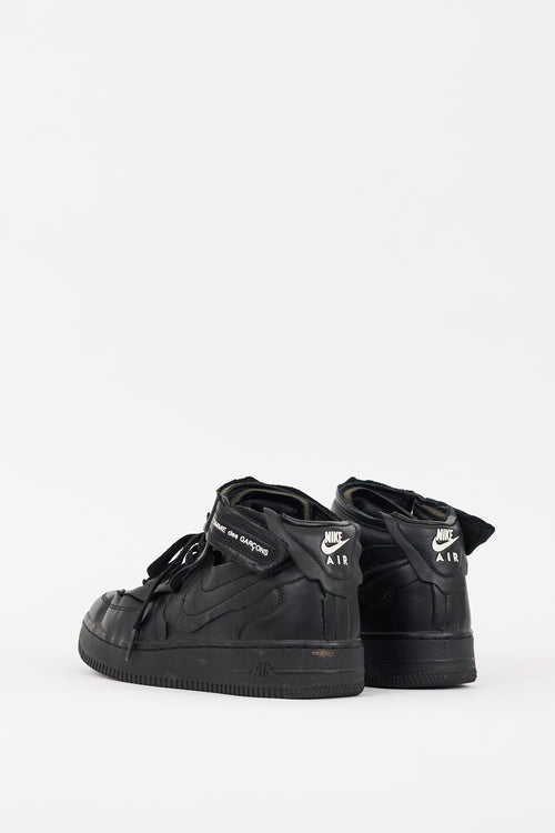 Comme des Garçons X Nike Black Leather Air Force 1 Mid Sneaker
