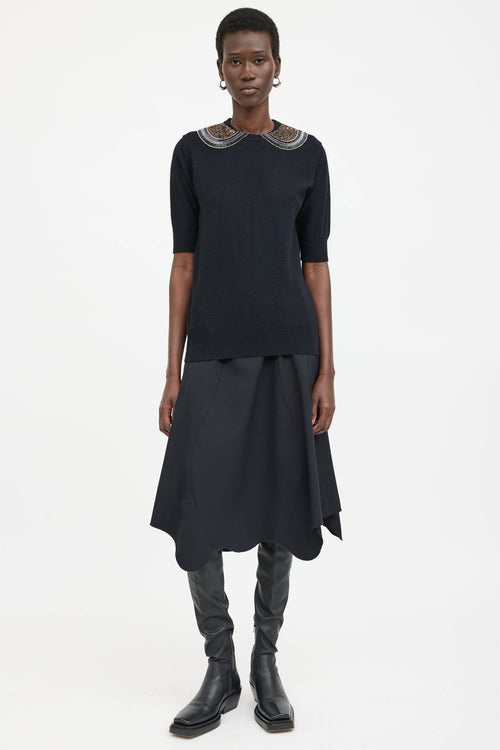 Comme des Garçons Wool Knit Beaded Collar Top