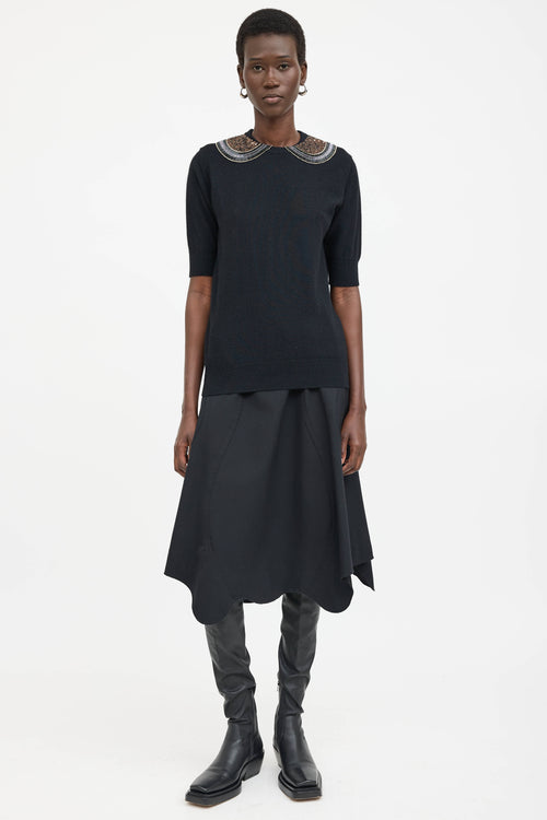 Comme des Garçons Wool Knit Beaded Collar Top