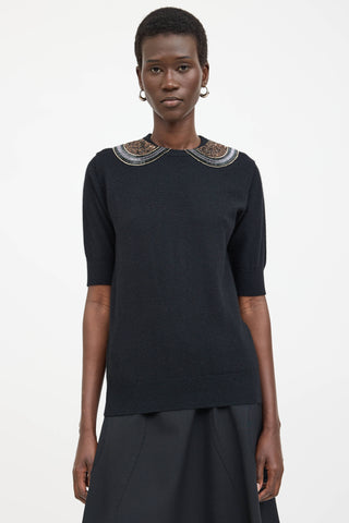 Comme des Garçons Wool Knit Beaded Collar Top