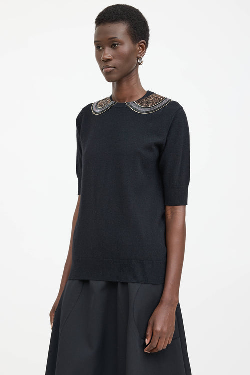 Comme des Garçons Wool Knit Beaded Collar Top
