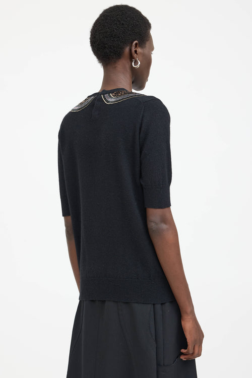 Comme des Garçons Wool Knit Beaded Collar Top