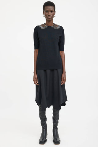 Comme des Garçons Wool Knit Beaded Collar Top