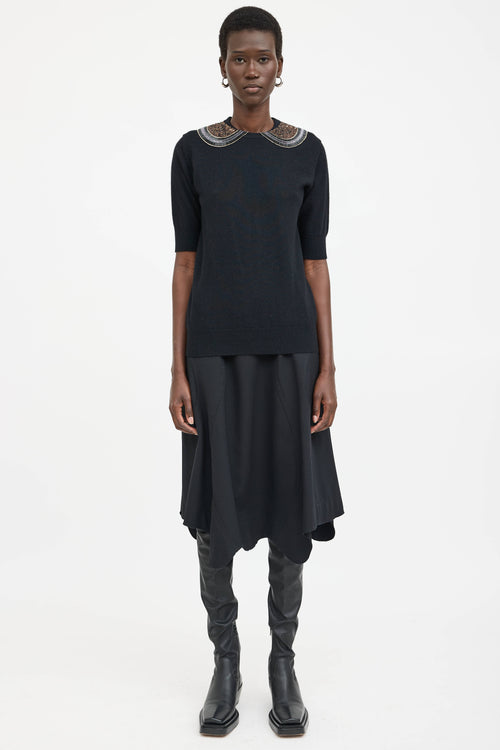 Comme des Garçons Wool Knit Beaded Collar Top