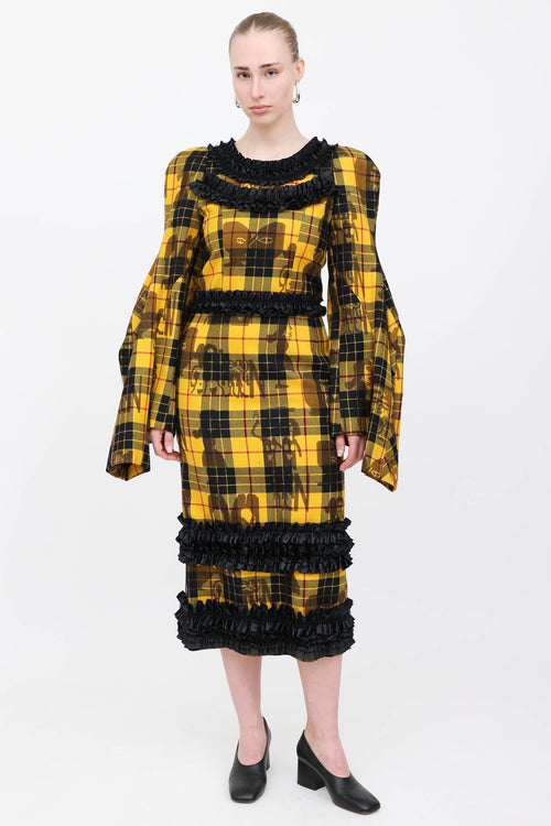 Comme des Garçons Plaid Ruffled Wool Dress