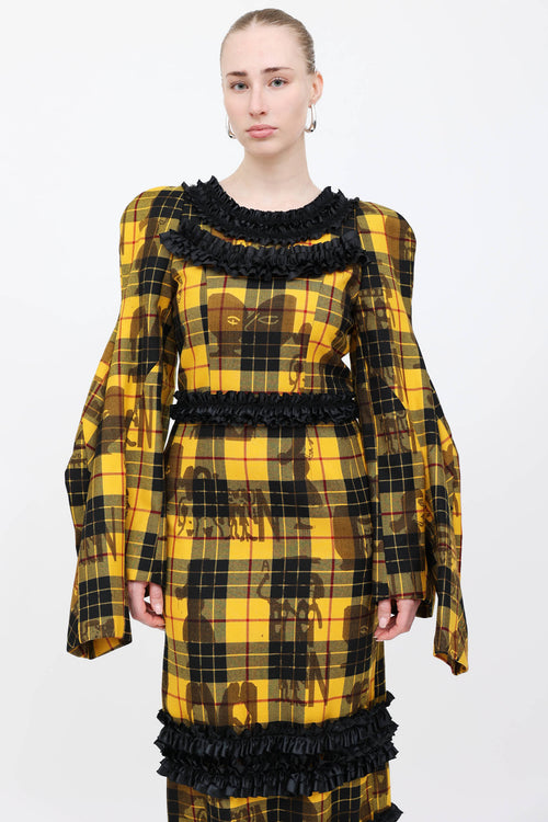 Comme des Garçons Plaid Ruffled Wool Dress