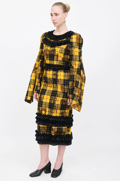 Comme des Garçons Plaid Ruffled Wool Dress