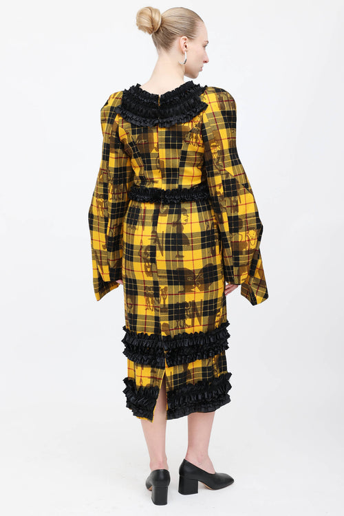 Comme des Garçons Plaid Ruffled Wool Dress