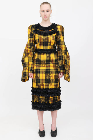 Comme des Garçons Plaid Ruffled Wool Dress