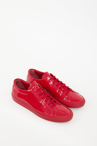 Common Projects Red Archilles Patent Leather Sneaker
