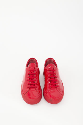 Common Projects Red Archilles Patent Leather Sneaker
