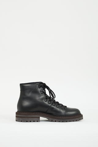 Common Projects Black Leather Combat Boot