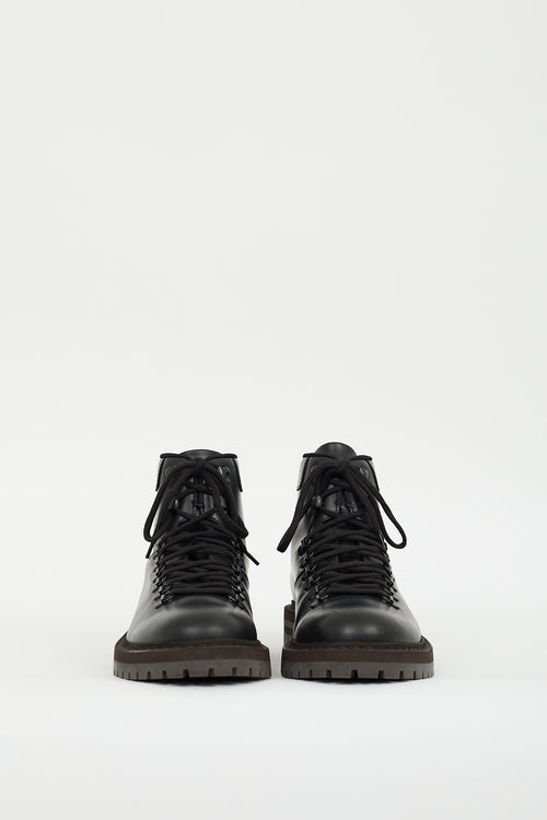 Common Projects Black Leather Combat Boot