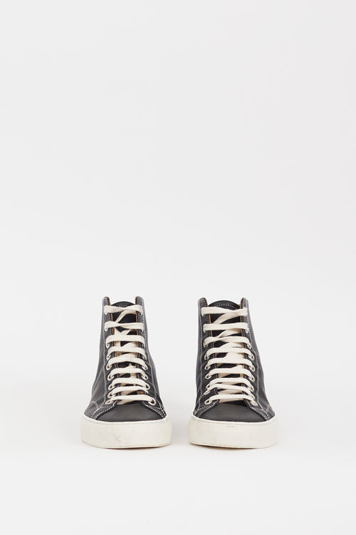 Common Projects Black Leather High-Top Tournament Sneaker