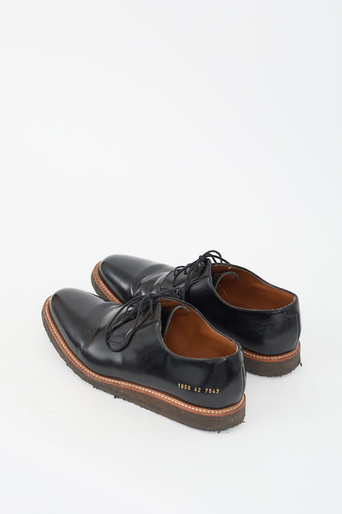 Common Projects Black Shiny Leather Derby