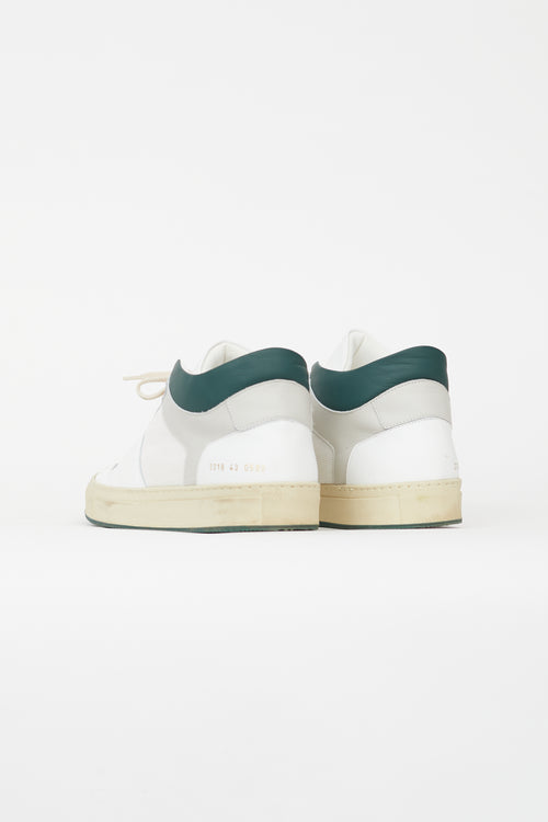 Common Projects White Leather & Mesh Decades Mid Sneaker