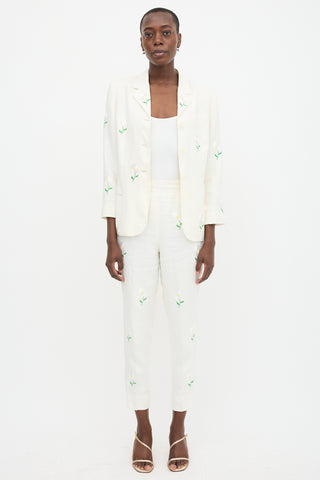 Complice 90s Linen Embroidered Suit