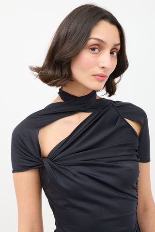 Coperni Black Nylon Asymmetric Gathered Top