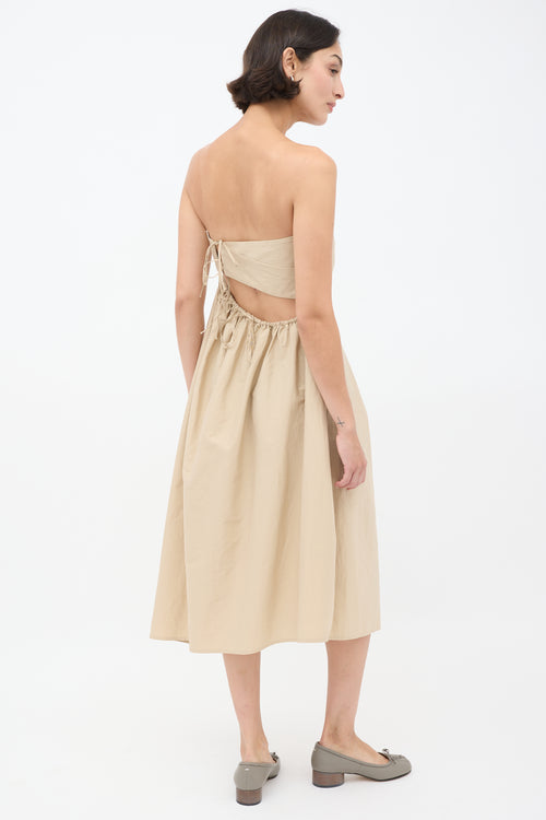 Cordera Beige Strapless A-Line Midi Dress