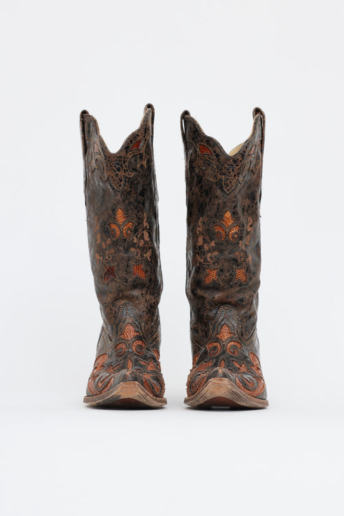 Corral Paneled Leather Western Boot