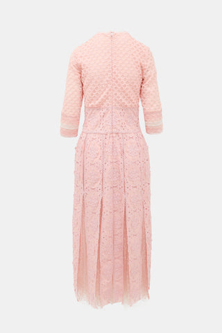 Costarellos Embroidered Lace & Tulle Dress