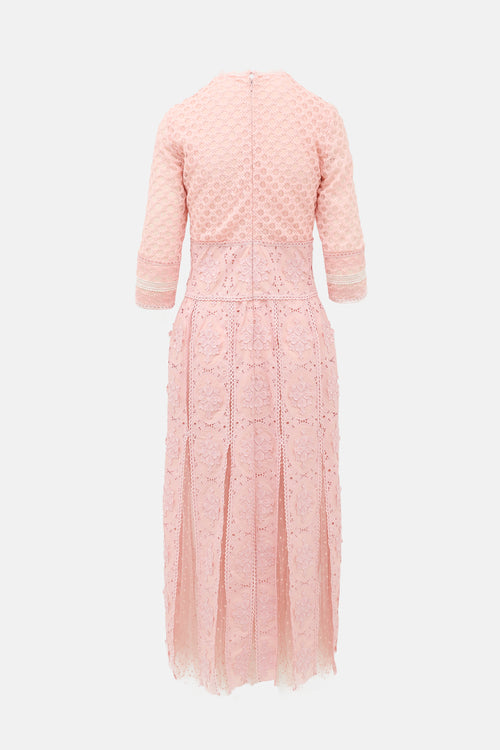 Costarellos Embroidered Lace & Tulle Dress