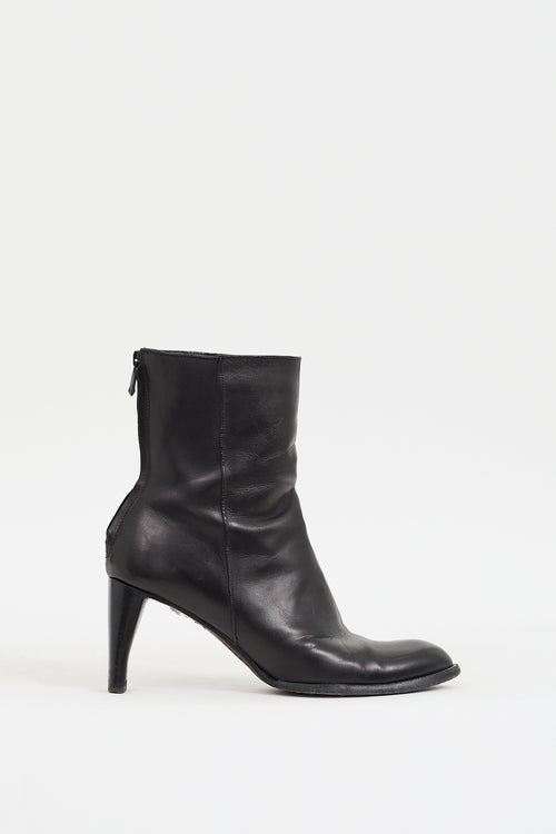 Costume National Black Leather Panelled Heeled Boot