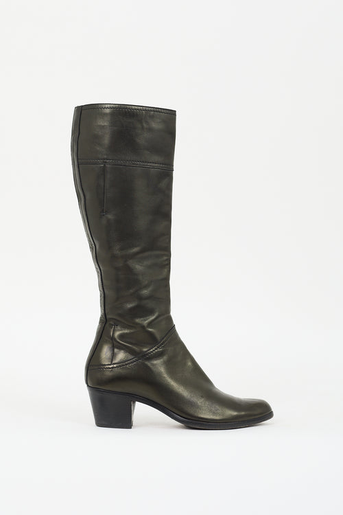 Costume National Dark Bronze Leather Boot