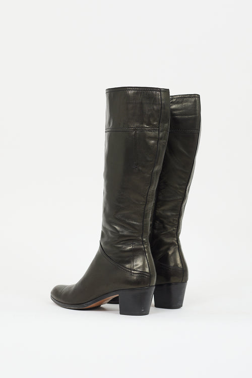 Costume National Dark Bronze Leather Boot