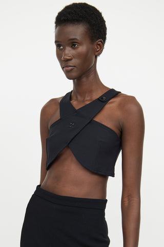 Courreges Black Crossover Crop Top