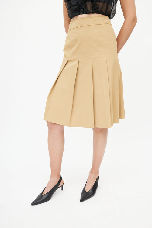 Courrèges Brown Nylon Pleated Skirt