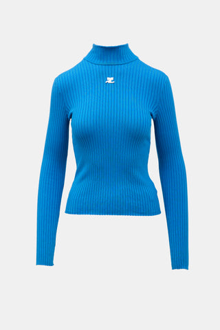 Courrèges Ribbed Logo Turtleneck Sweater