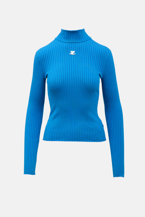 Courrèges Ribbed Logo Turtleneck Sweater