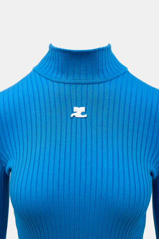 Courrèges Ribbed Logo Turtleneck Sweater