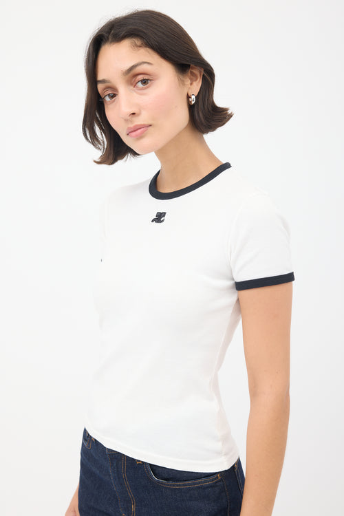 Courrèges White & Black Logo Ringer T-Shirt