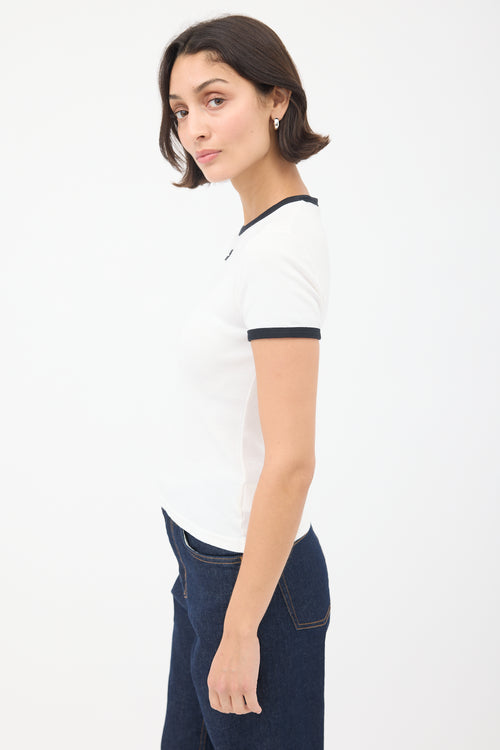 Courrèges White & Black Logo Ringer T-Shirt