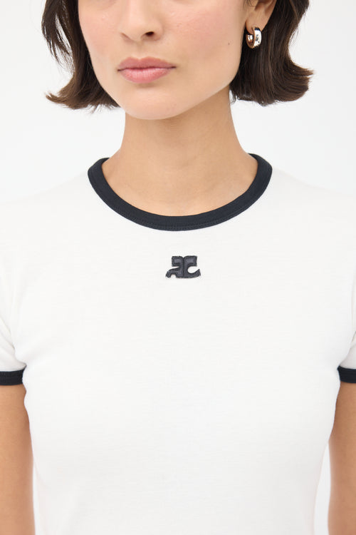 Courrèges White & Black Logo Ringer T-Shirt