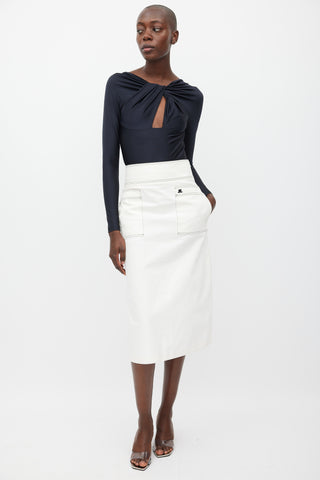Courrèges White & Black Denim Skirt