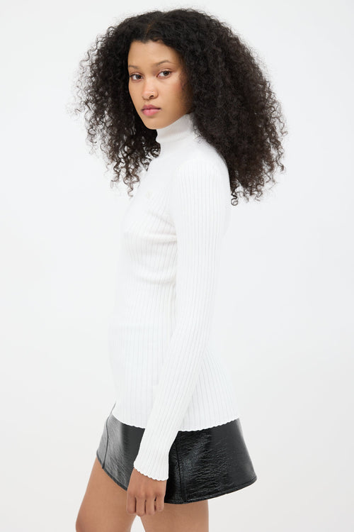 Courrèges White Ribbed Knit Logo Top