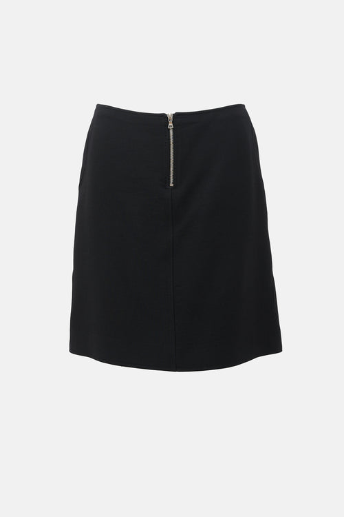 Courrèges Wool Zip Front Skirt