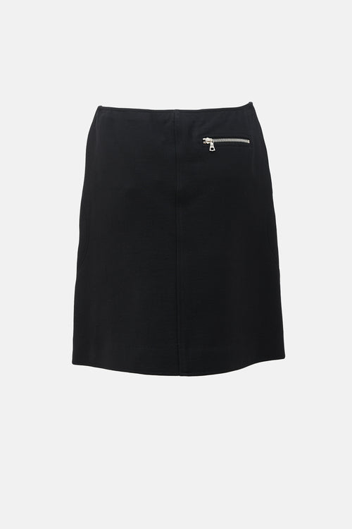 Courrèges Wool Zip Front Skirt