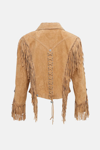 VSP Archive Suede Lace Up Fringe Jacket
