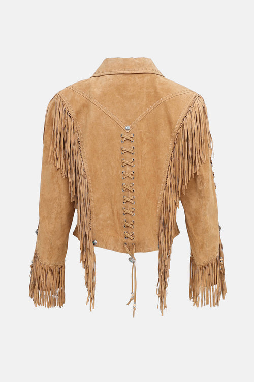 VSP Archive Suede Lace Up Fringe Jacket